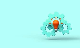 Light bulb and gears. Innovation icon. Business concept idea. 3d render photo