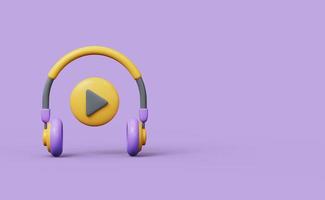 Music player concept with headphones. 3d rendering photo