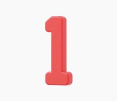 3d Realistic Number One Icon vector illustration