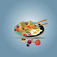 Healthy food and traditional restaurants, cooking, menu, vector illustration