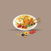 Healthy food and traditional restaurants, cooking, menu, vector illustration