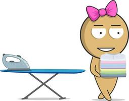 Housewife ironing clothes vector