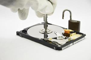 platter type hard drive 2.5-inch size, data protection concept photo