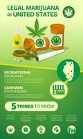infographic marijuana legalization status in United States. vector