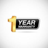 1 year warranty golden and silver label vector