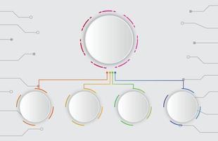 plantilla infográfica de círculo de estructura con tema de diagrama moderno de línea de circuito, vector infográfico de presentación