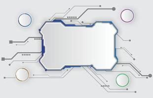 plantilla blanca infográfica de pantalla hud ui con línea electrónica de circuito, vector infográfico de presentación