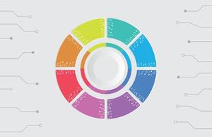 Infographic template of circle pie chart modern with circuit line , presentation infographic vector