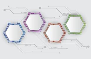 plantilla blanca infográfica de hexágono hud ui tema de visualización, vector infográfico de presentación