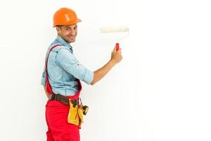 Handyman isolated over white background. House renovation photo