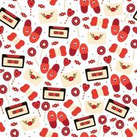 Cozy romantic objects pattern on white background, happy valentine day vector