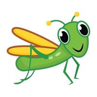 Herbivorous insects, flat cartoon icon of orthoptera vector