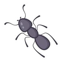 insecto eusocial salvaje, icono plano de dibujos animados de hormiga marrón vector