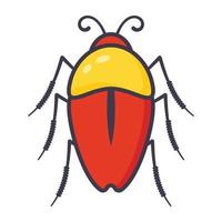 Blattodea insect, flat cartoon icon of cockroach vector