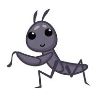 Wild eusocial insect, flat cartoon icon of brown ant vector