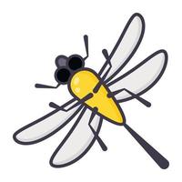 Flying bite insect, diptera icon of flat style vector