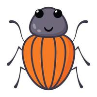 Blattodea insect, flat cartoon icon of cockroach vector