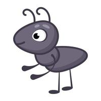 Wild eusocial insect, flat cartoon icon of brown ant vector