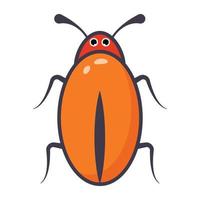 Blattodea insect, flat cartoon icon of cockroach vector