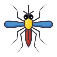 Flying bite insect, mosquito icon of flat style vector