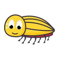 Flying bug icon of flat cartoon style, bug vector