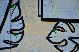The old wall, painted in color graffiti drawing with aerosol paints. Background image on the theme of drawing graffiti and street art photo