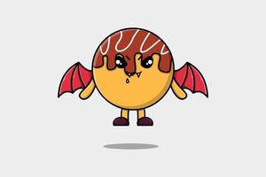 Cute mascot cartoon Takoyaki character as dracula vector