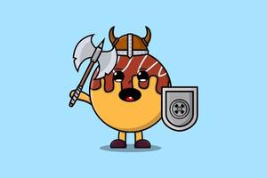 lindo personaje de dibujos animados takoyaki pirata vikingo vector