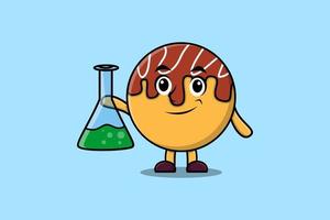 Cute cartoon mascot character Takoyaki scientist vector