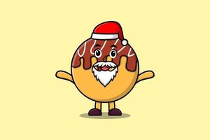 Cute Cartoon mascot character Takoyaki santa claus vector