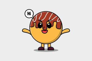 cartoon Takoyaki character with happy expression vector