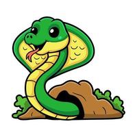 Cute little cobra snake cartoon vector