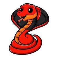 Cute red spitting cobra cartoon vector