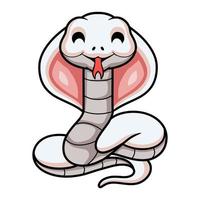 Cute leucistic cobra snake cartoon vector