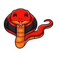 Cute red spitting cobra cartoon vector