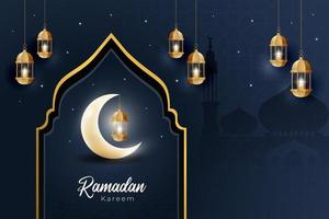 diseño de ilustración de banner horizontal de ramadán kareem vector