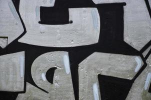 Texture of a fragment of the wall with graffiti painting, which is depicted on it. An image of a piece of graffiti drawing as a photo on street art and graffiti culture topics