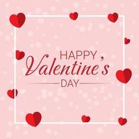 Happy valentines day background with frame, Happy valentines day text and red hearts. Happy valentines day card vector