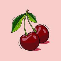 Two Cherry berry - exotic fruits realistic design vector illustration