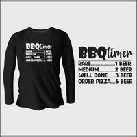 diseño de camiseta de temporizador de barbacoa con vector