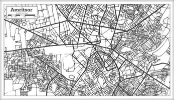 mapa de la ciudad de amritsar india en estilo retro. esquema del mapa. vector