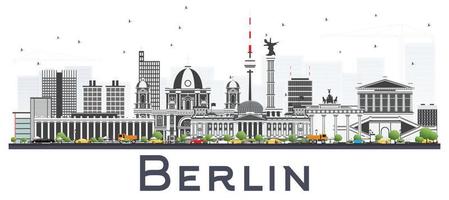 Berlin Germany City Skyline with Gray Buildings Isolated on White. vector