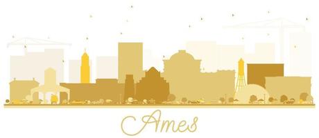 Ames Iowa skyline Golden silhouette. vector