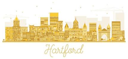 Hartford Connecticut USA City Skyline Golden Silhouette vector
