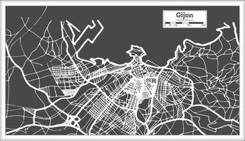 Gijon Spain City Map in Retro Style. Outline Map. vector