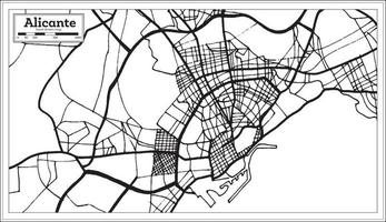 Alicante Spain City Map in Retro Style. Outline Map. vector