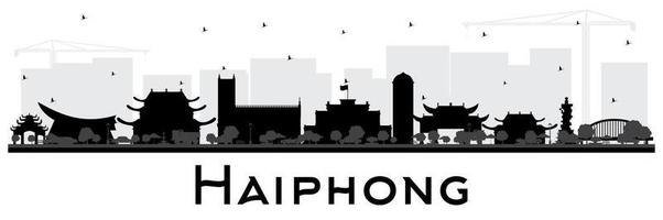 Haiphong Vietnam City Skyline Silhouette with Black Buildings Isolated on White. vector