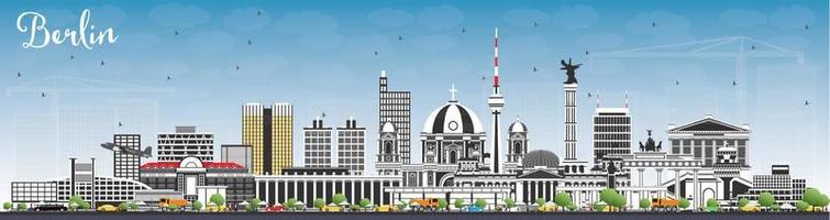 Berlin Germany Skyline with Gray Buildings and Blue Sky. vector