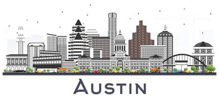 el horizonte de la ciudad de austin, texas, con edificios grises aislados en blanco. vector