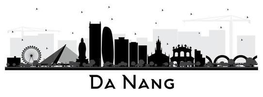 Da Nang Vietnam City Skyline Silhouette with Black Buildings Isolated on White. vector